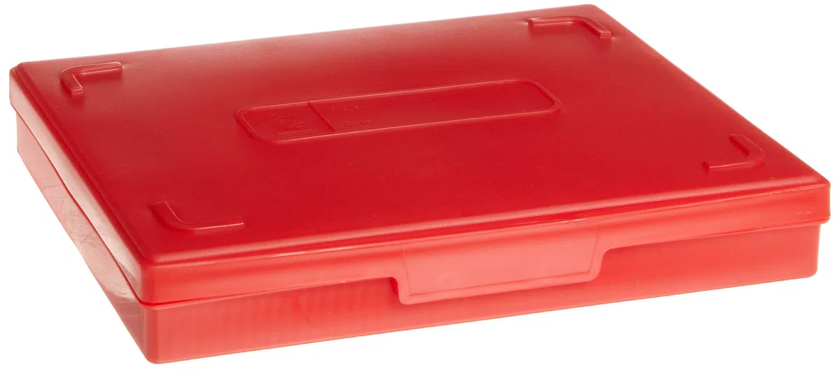 Heathrow Scientific HD15991B Economy - Caja para portaobjetos (polipropileno, capacidad: 100 portaobjetos, longitud x anchura x altura: 210 mm x 169 mm x 37 mm), color rojo