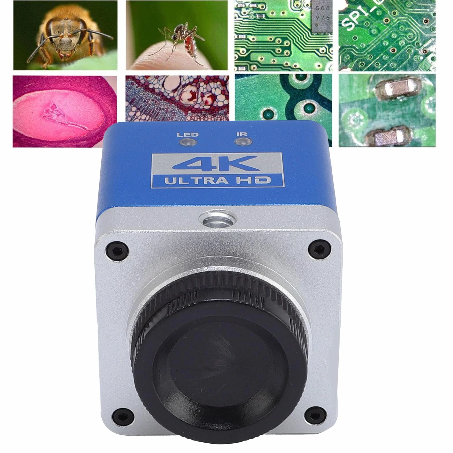 Cámara de Microscopio Digital, Cámara de Microscopio de Industria Electrónica 4K HD, con Sensor CMOS de 8.3MP 1/1.8 Pulgadas, Zoom Digital 4X, Interfaz de Pantalla HD, Salida USB