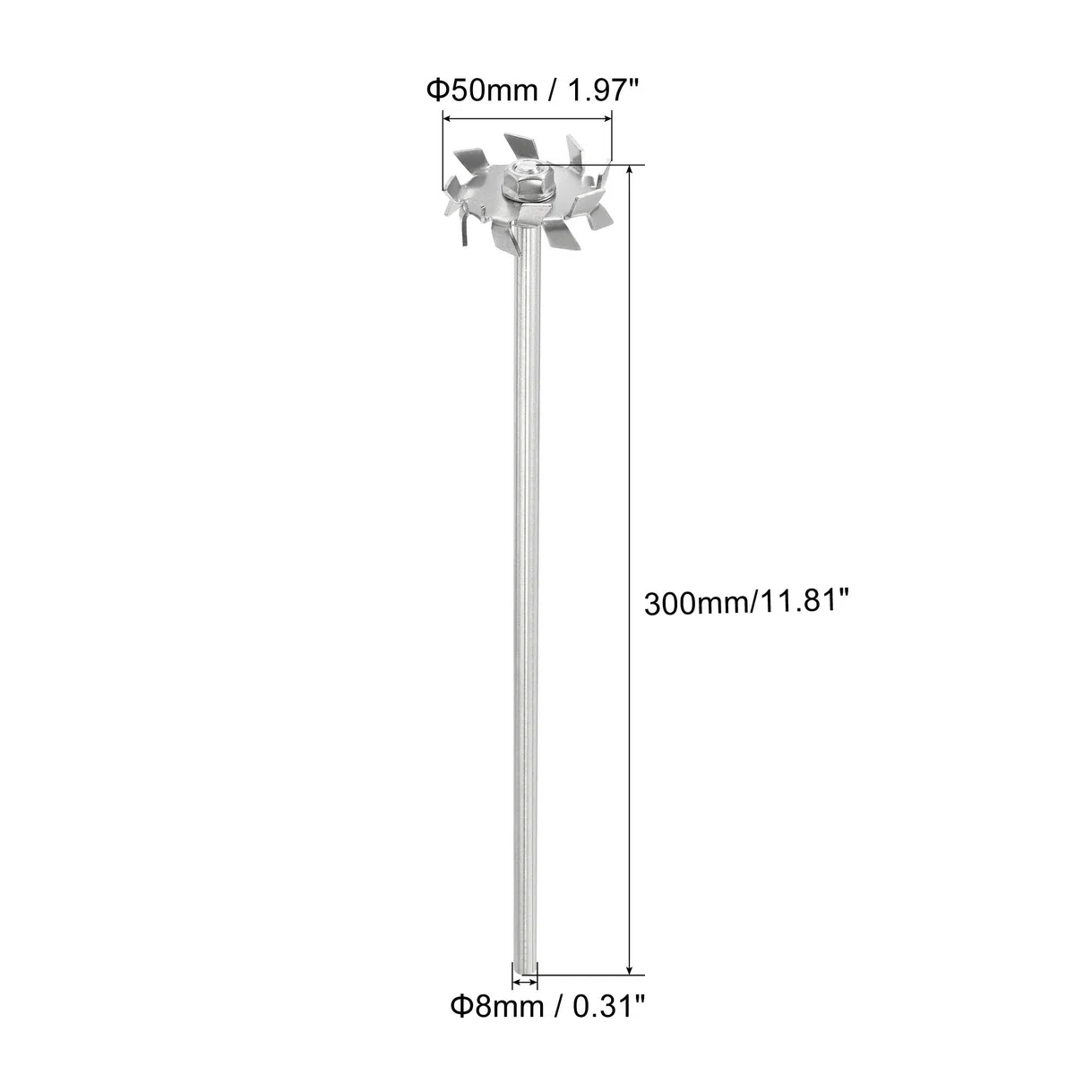 sourcing map 304 Inoxidable Acero Agitador Varilla 11.81" Longitud Dispersión Máquina Agitar Palos con 1.97" ID Dispersión Disco para Laboratorio, Industrial