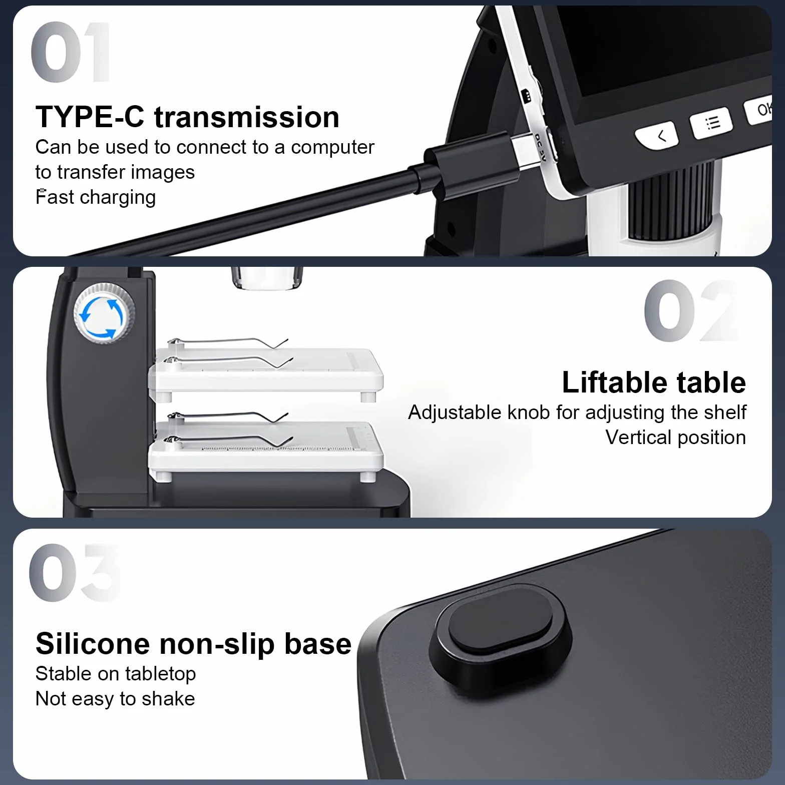Microscopio Digital LCD, Aumento de 50x a 1000x, Pantalla de 4,3 Pulgadas, Resolución de 1080P, Lente de 2 Millones de Píxeles, con 8 Luces LED, Conectable a PC, Computadora portátil