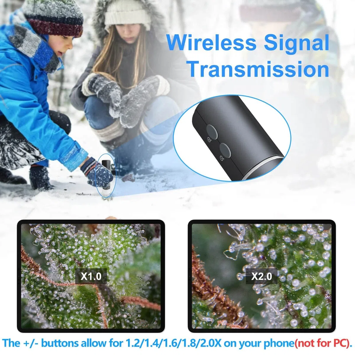 4K WiFi Microscopio para iPhone Android, 50 a 1000X Microscopio Digital USB Inalámbrico Super HD Endoscopio Cámara para Todos Los iPhone iPad Android Teléfonos Tablet Windows Mac Chrome Linux