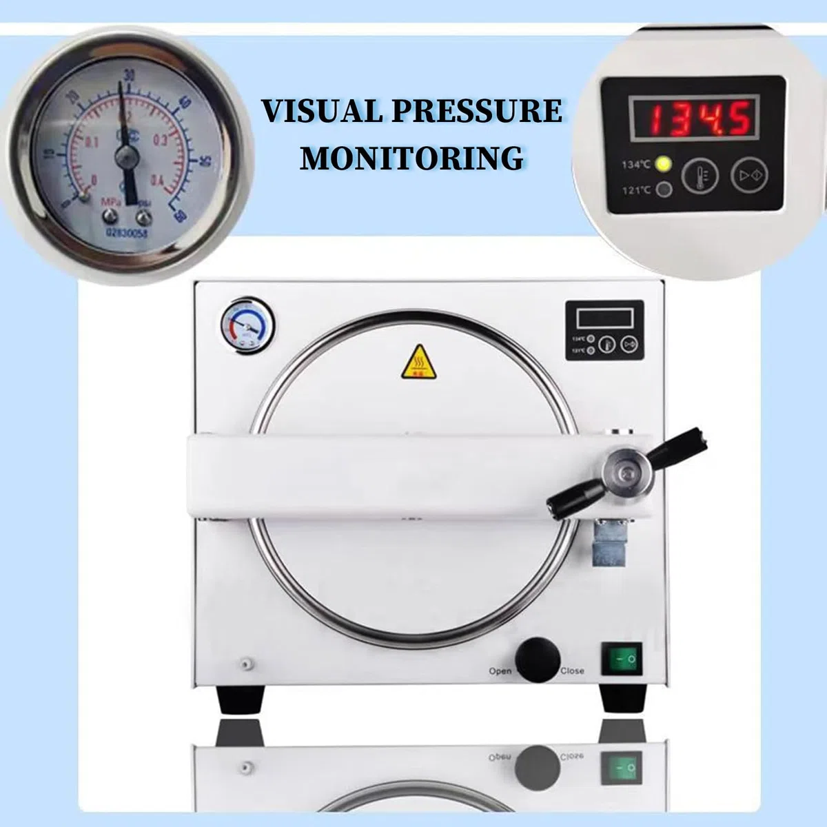 Máquina de Vapor de Laboratorio de sobremesa, Herramienta Profesional para uñas Equipo de Calor seco con manómetro, para Equipos médico/quirúrgico