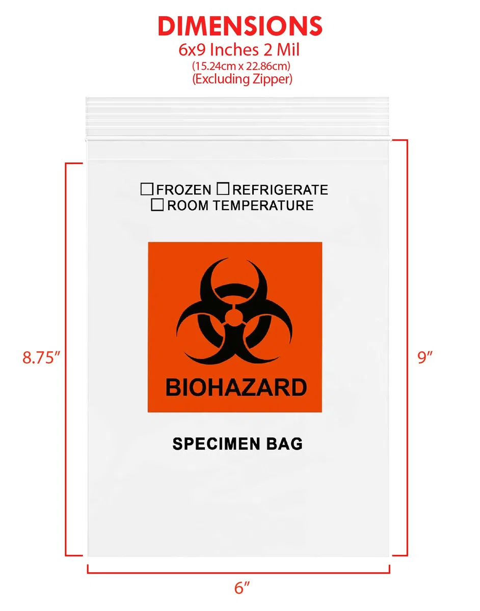 GPI - 100 bolsas con cremallera para muestras de riesgo biológico con bolsa, 2 mm de grosor, para muestras de laboratorio o centro de atención médica.