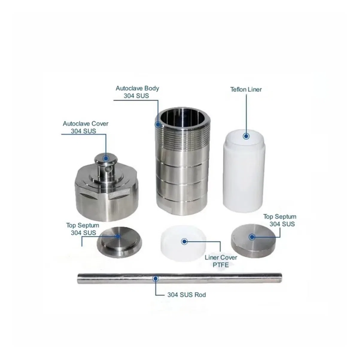 Reactor de autoclave, Reactor de síntesis hidrotermal, hervidor reacción Autoclave laboratorio, cuerpo SS 304 250 ML con revestimiento PTFE Para laboratorio