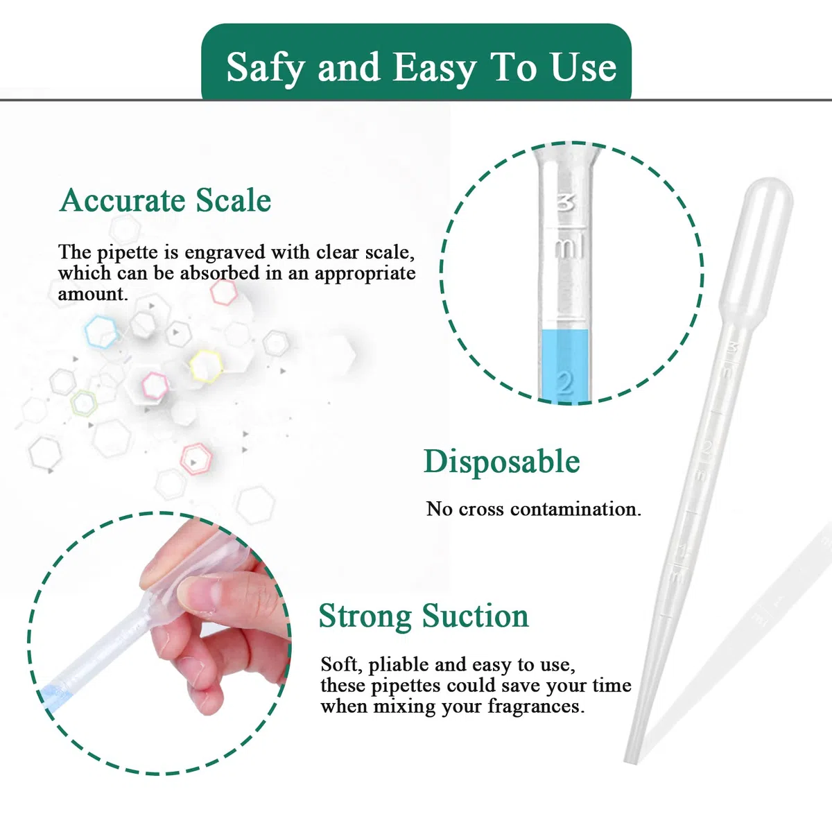 Pipeta de transferencia desechable de plástico moveland de 3 ml para aceites esenciales y laboratorios científicos (300)