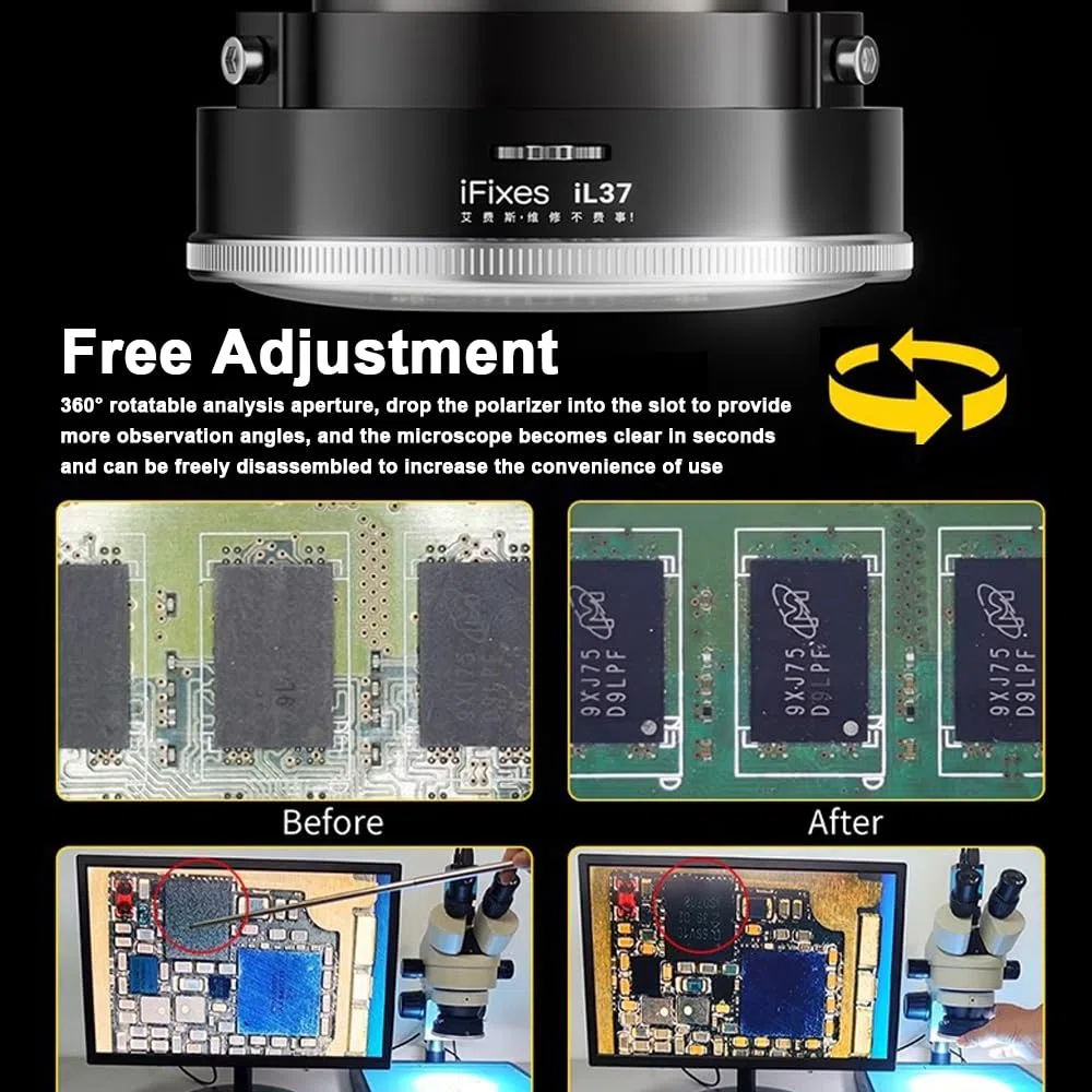 Anillo de luz LED polarizado para microscopio, 96 LED USB, anillo de microscopio, lámpara antirreflejos, fuente de luz para cámara digital industrial, teléfono, herramientas de reparación de