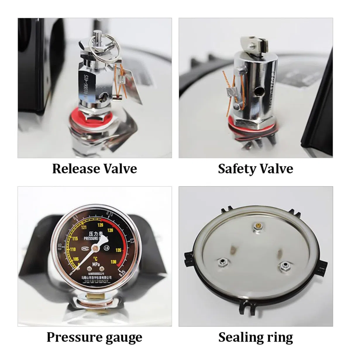 Autoclave portátil de 8/12/18/24 l con válvula de desinflado y válvula de seguridad, esterilizador de vapor de alta presión anti-quemaduras en seco de acero inoxidable para laboratorios y un