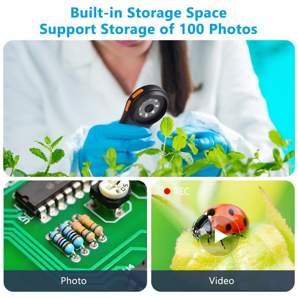 Microscopio para Niños,500 X Microscopio Portátil,Pantalla IPS de 2.0'' con 8 Luces LED Ajustables,Recargable con Grabación de Fotos y Videos,Regalo para Navidad,Año Nuevo,Cumpleaños