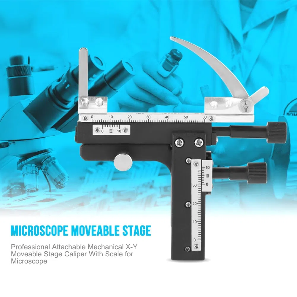 Platina Móvil para Microscopio, Platina Mecánica Acoplable Al Microscopio Mesa Calibre Desplazable Eje X-Y con Escala Mesa Portátil, para Observar Láminas Y Especímenes en Movimiento