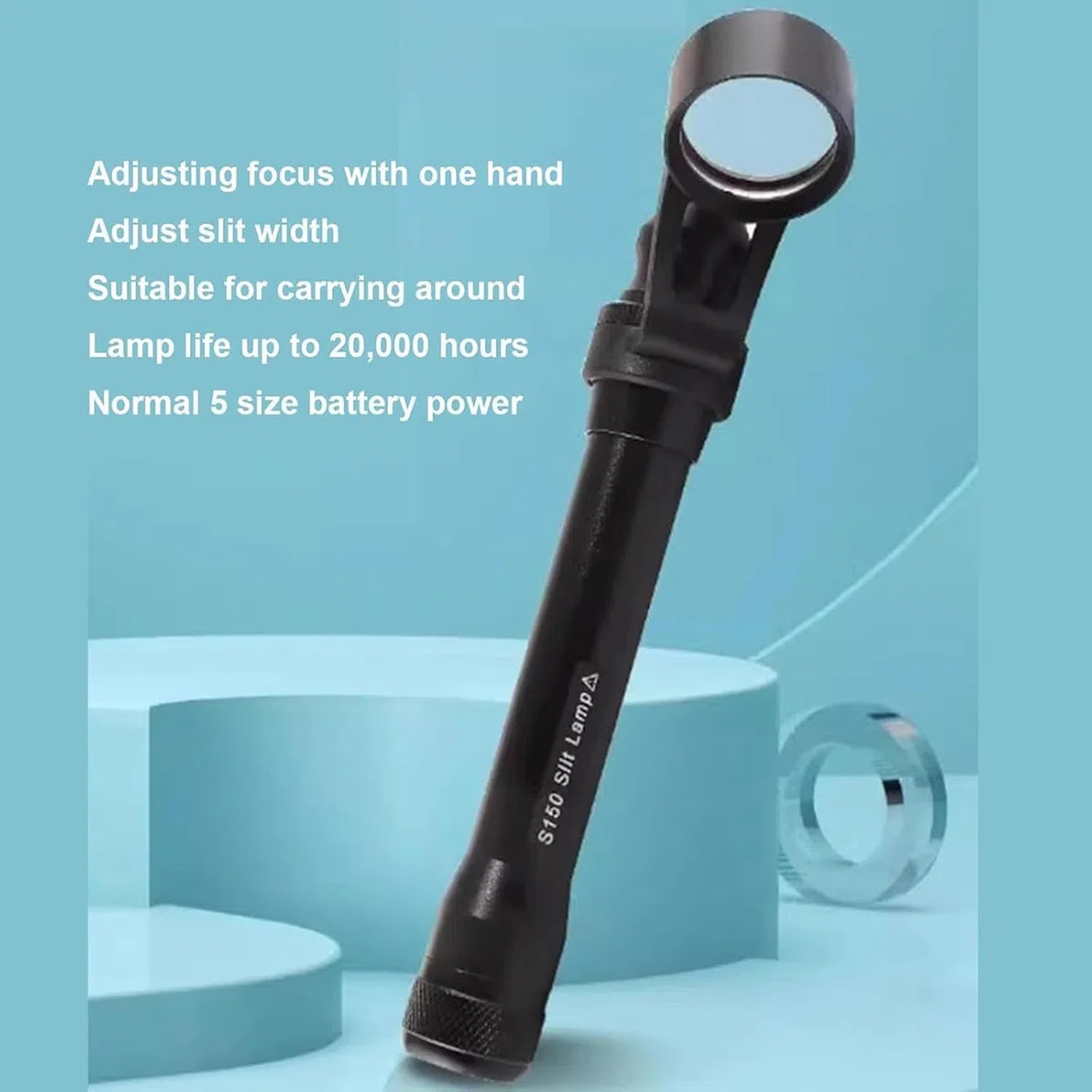 Microscopio de lámpara de hendidura portátil, microscopio de lámpara de hendidura portátil con LED, aumento de 5x, hendidura ajustable, para clínicas veterinarias, oftalmología, laboratorios y centros
