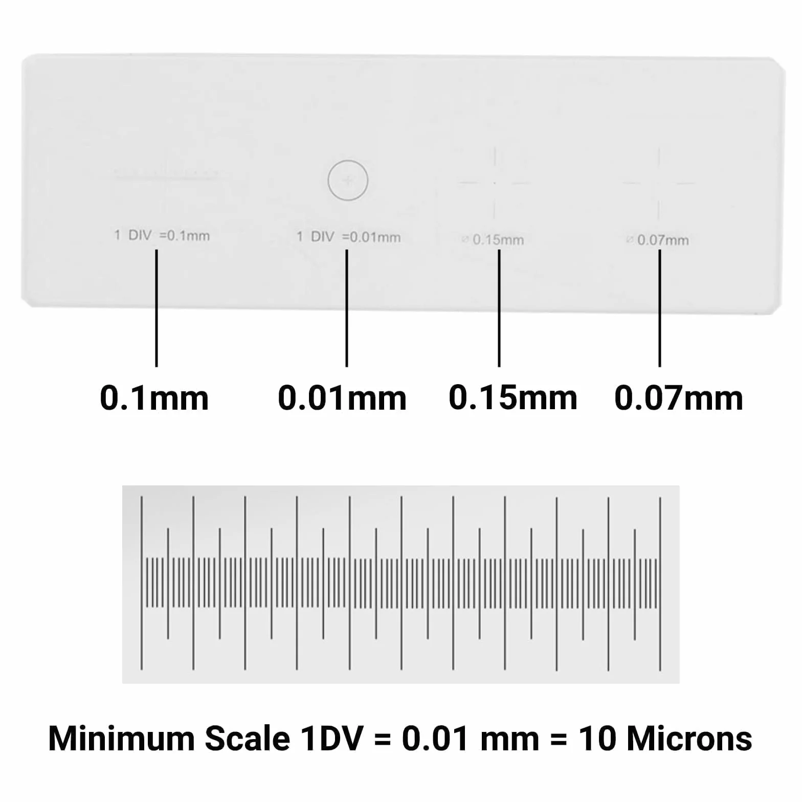 DIV 0.01mm K9 Regla de Calibración de Objetivo de Microscopio de Diapositiva de Calibración de Diapositiva de Calibración de Micrómetro de Vidrio óptico