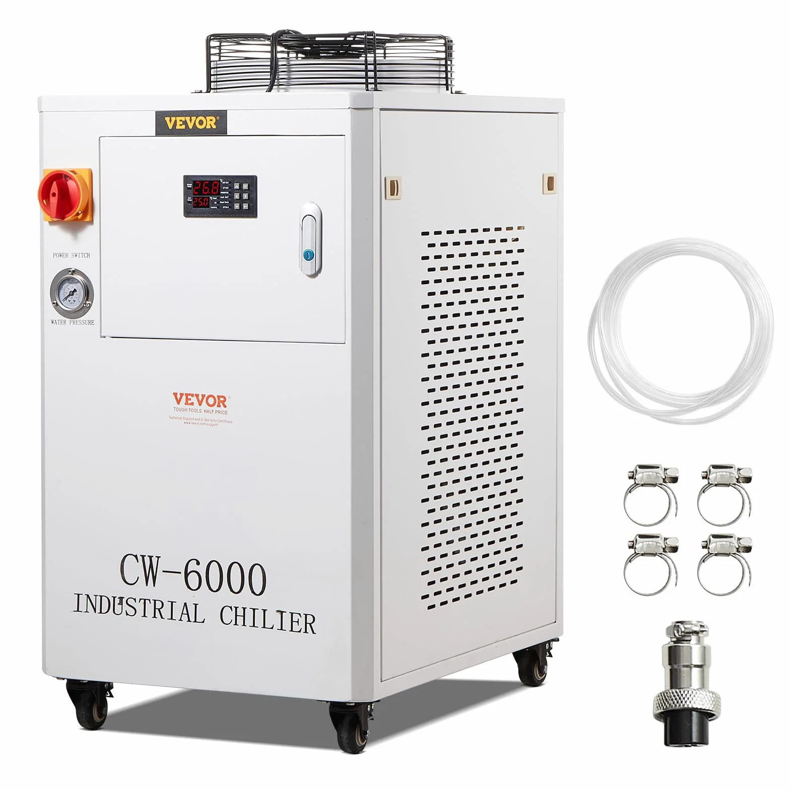 VEVOR Enfriador de Agua Industrial, Sistema de Enfriamiento de Enfriador de Agua Industrial con Compresor Capacidad del Tanque de Agua de 15 L, 65 L/min Tasa de Flujo Máximo, Máquina de Enfriamiento
