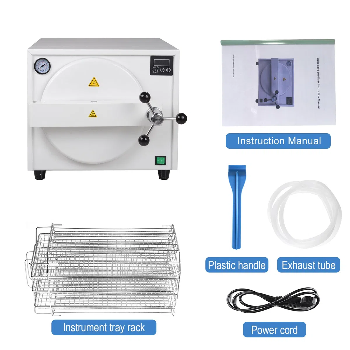 Esterilizador de vapor de alta presión de autoclave de 18L con función de secado,Pantalla LCD digital,Cerradura de puerta de doble control,Equipo de laboratorio de acero inoxidable