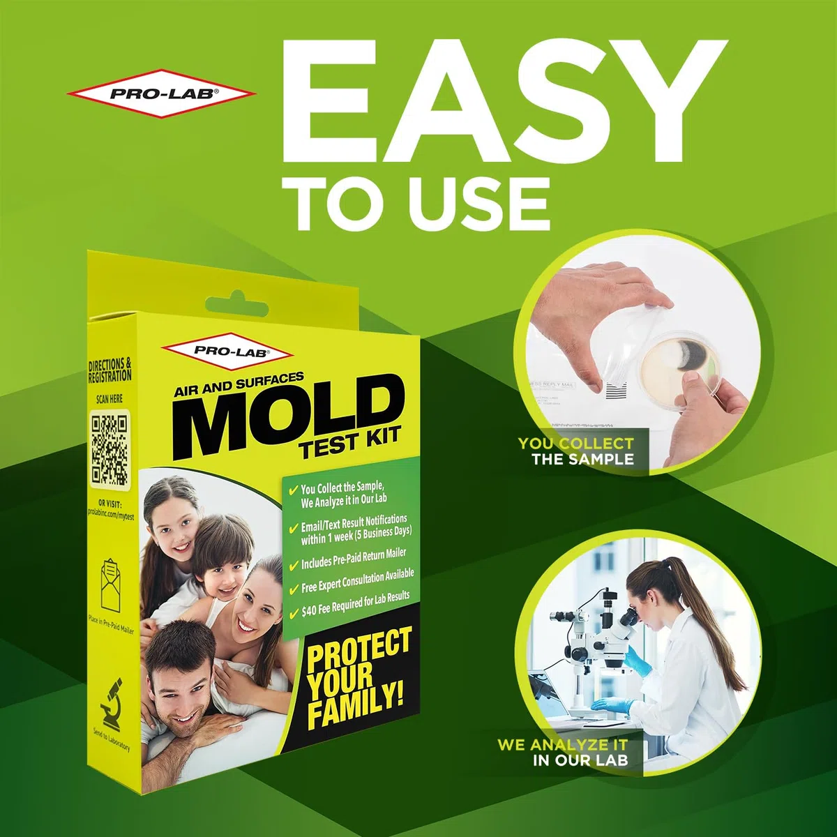 Kit de prueba de molde Pro Lab Pro-lab con análisis de laboratorio y consulta de expertos incluido, 1 onza