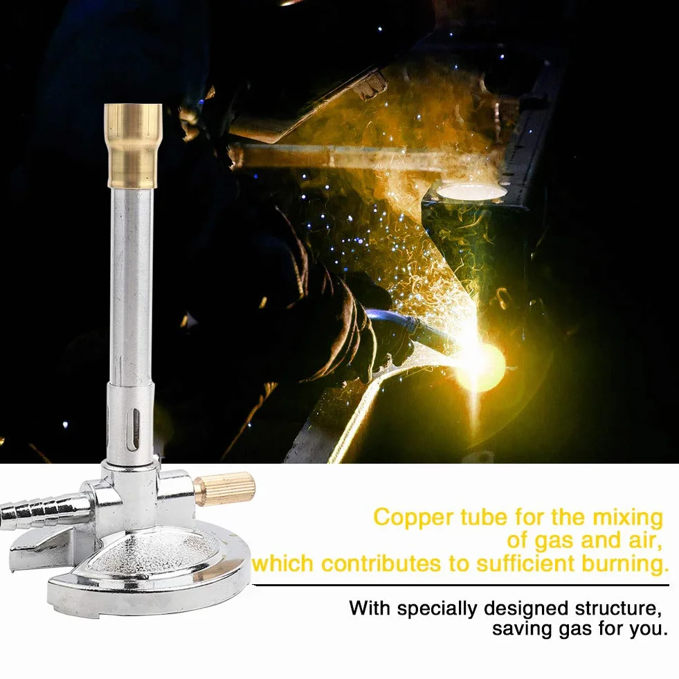 Mechero Bunsen de un solo tubo, 1 pieza de micro materiales metálicos Mechero Bunsen de gas duradero Equipo de calentamiento de laboratorio resistente al calor para gas de carbón embotellado, Mechero