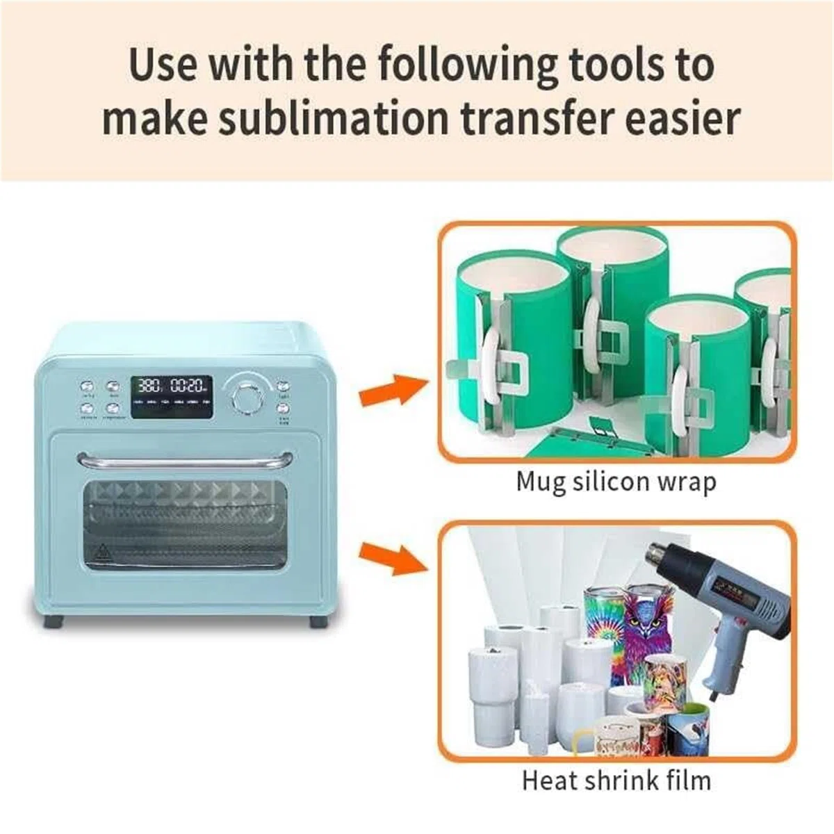 Máquina de horno de sublimación para espacios en blanco de sublimación, horno de convección de luz con pantalla digital para tazas, vasos, tazas y botellas de agua