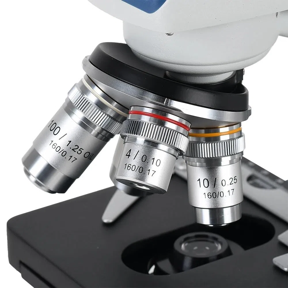Kit de microscopio biológico Compuesto USB 40X-2500X con Platina mecánica XY 3D Ajustable para Laboratorio de Ciencias educativas y adaptadores de Lentes.
