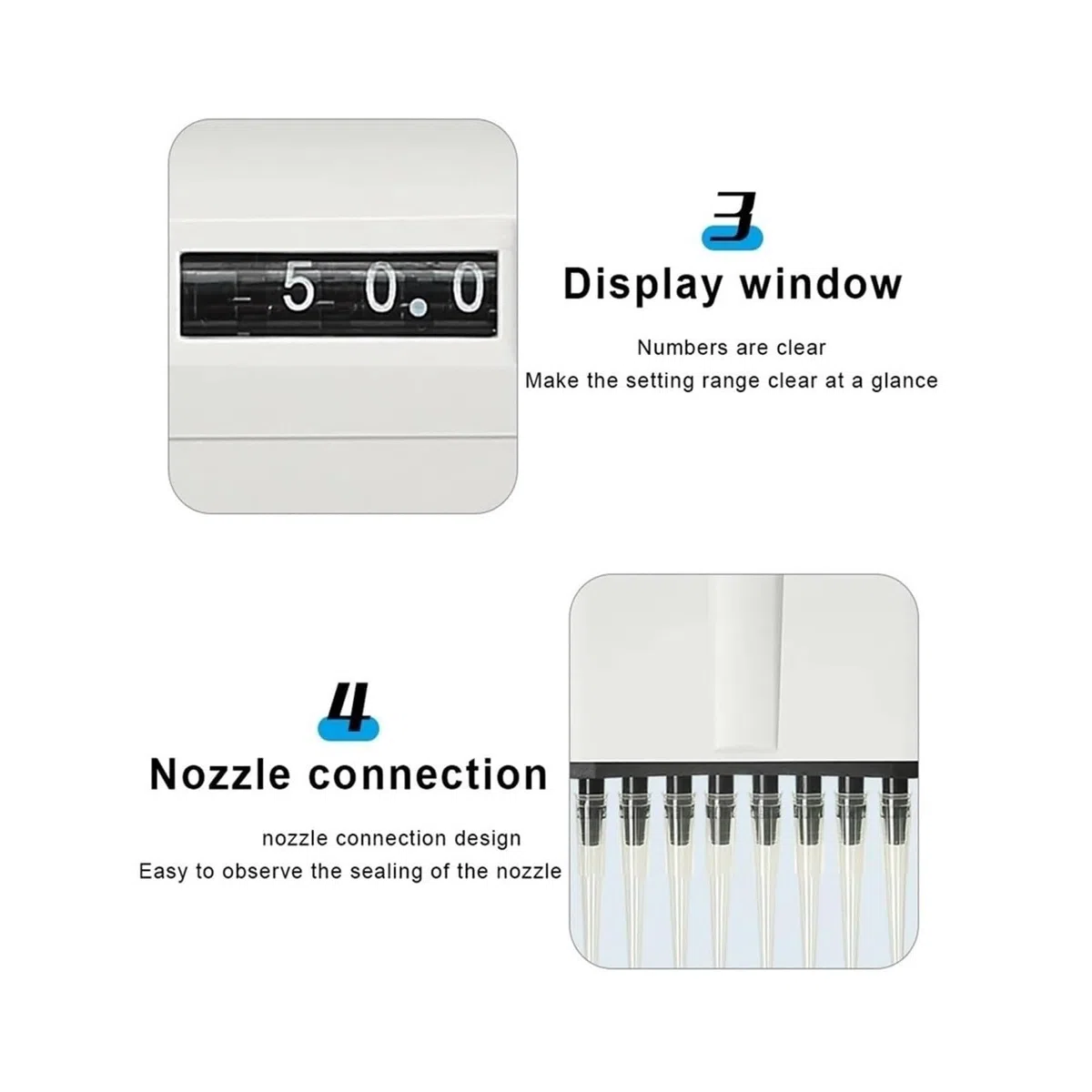 Pipeta Pistola De Pipeta Multicanal Volumen Ajustable 8 Canales Equipo Laboratorio Mecánico para laboratorio(0.5-10ul)