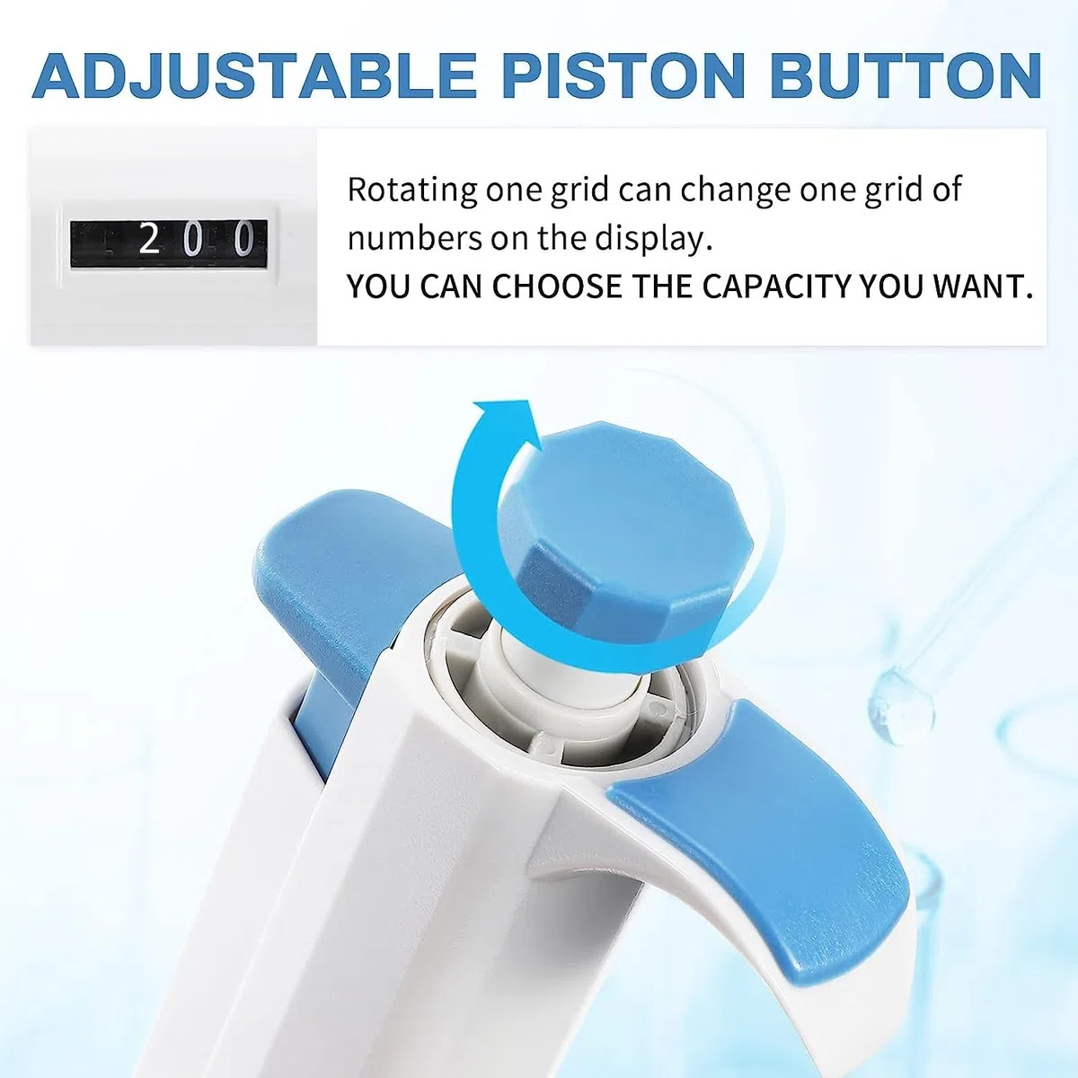 BAOSHISHAN Micropipeta Micro Pipeta de Laboratorio Pipetas Monocanal Ajustable Esterilizable en Autoclave(20-200μl) con 200 Puntas de Pipeta