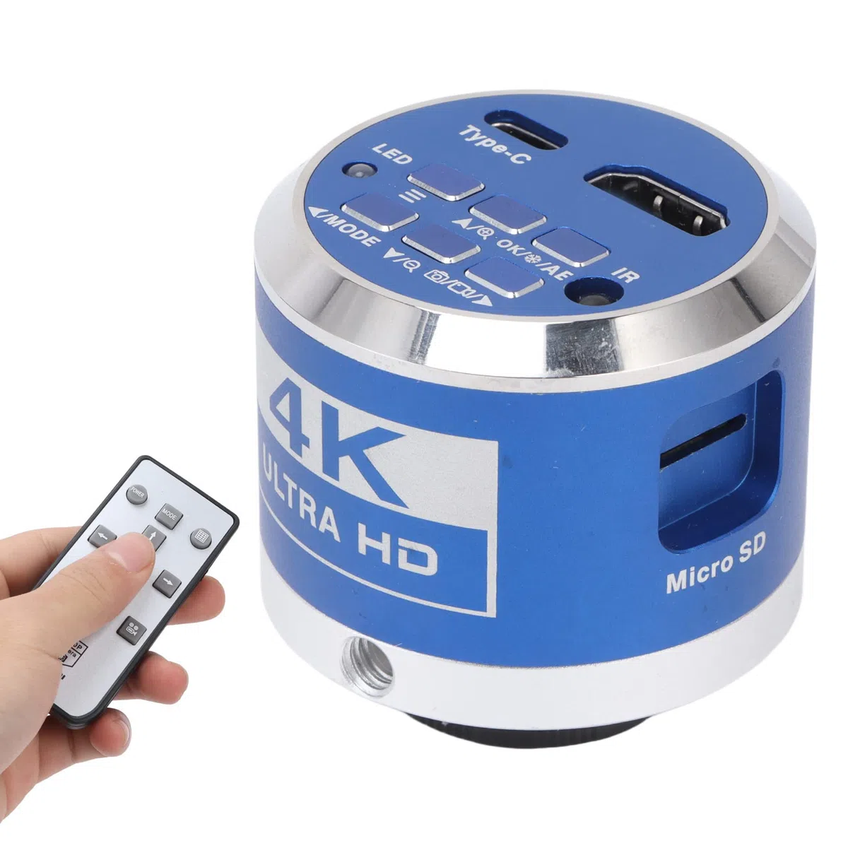 Cámara de Microscopio 4K UHD 30FPS, Cámara Industrial de Vídeo HDMI USB, Cámara Microscópica Digital Electrónica con Montura Z Y Función de Grabación de Video de la Tarjeta(Enchufe de la UE)