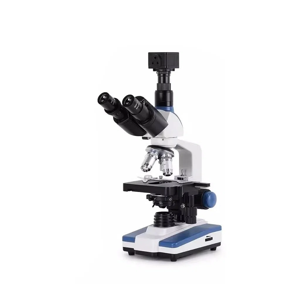 Kit de microscopio biológico Compuesto USB 40X-2500X con Platina mecánica XY 3D Ajustable para Laboratorio de Ciencias educativas y adaptadores de Lentes.