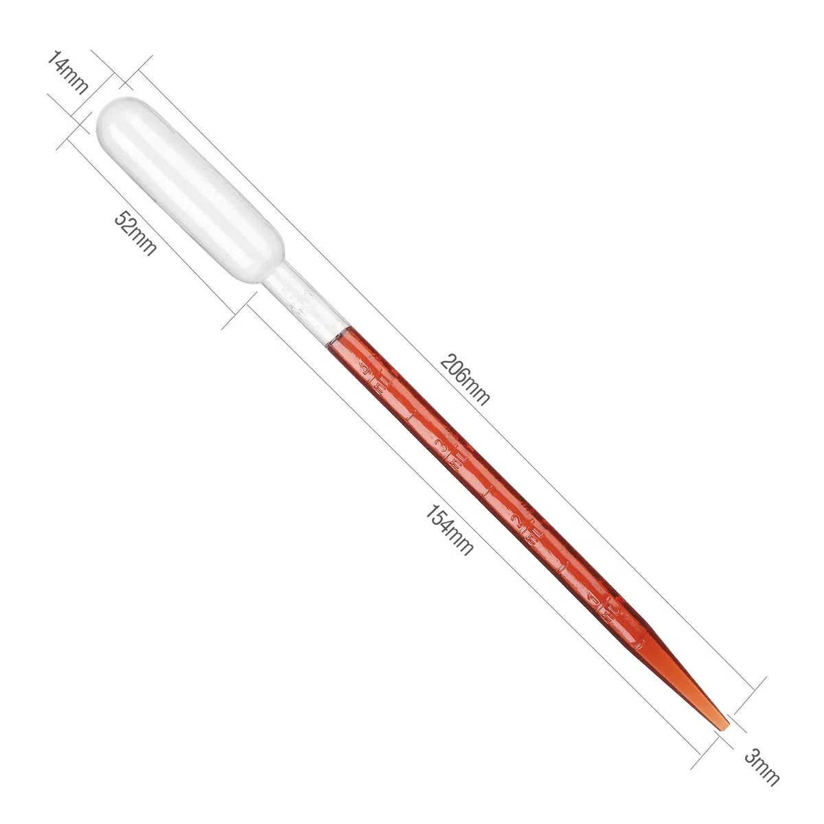Hyber&Cara Pipeta con cuentagotas de plástico graduada a 5 ml, pipeta desechable para transferencia de líquidos, paquete de 100
