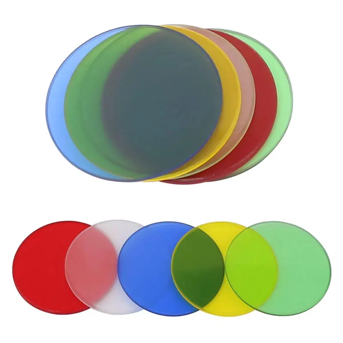 5 Piezas de filtros de microscopio 32 35 42 45mm de diámetro Accesorios de microscopio biológico Verde Azul Amarillo Blanco Rojo Vidrio óptico(Diameter 32mm)