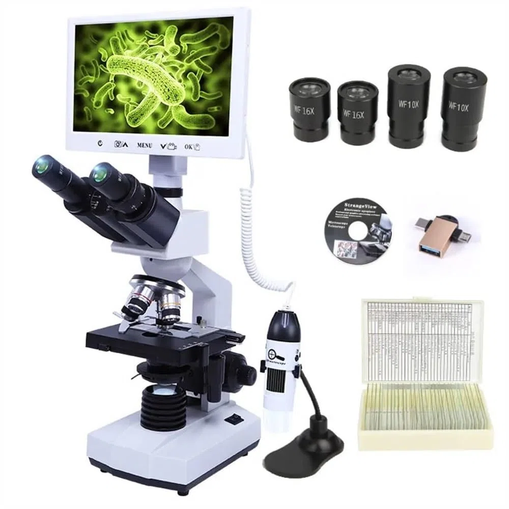 Microscopio Microscopios trinoculares biológicos 40X-1600X y microscopio Digital Adecuado for Laboratorio de Ciencias, Escuela, Estudiantes, niños