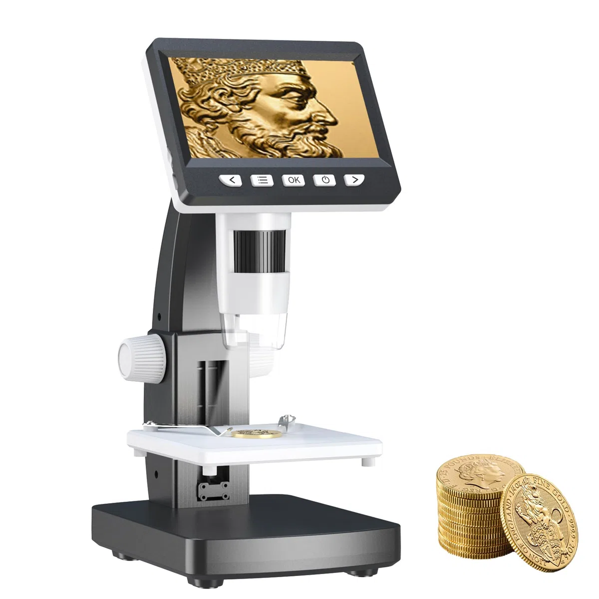 AOPICK Microscopio Digital con Pantalla de 4.3" y 8 Luces LED, Microscopio Portatil HD 1080P, Lupa Electronica MicroscopioProfesional 50-1000X, Compatible con PC Windows MacOS