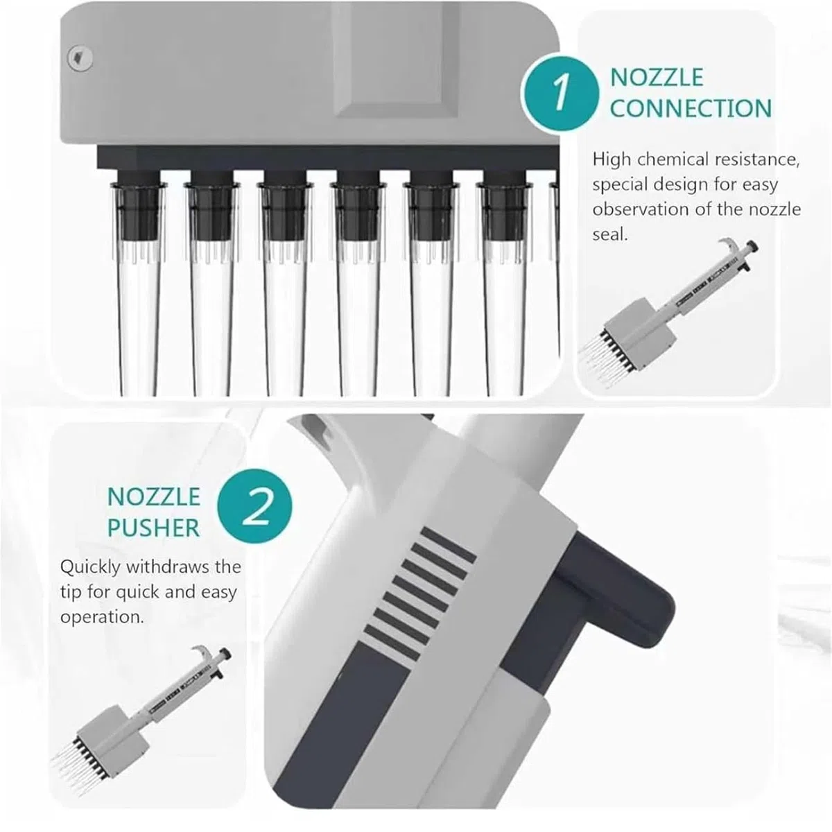 Micropipeta de Laboratorio de pipetas de 12 Canales, Volumen Ajustable 0,5 ul-10 ul/5-50 ul/50-300 ul pipetas multicanal, Controlador de pipeta de Alta precisión con Pantalla Digital(50-300ul)