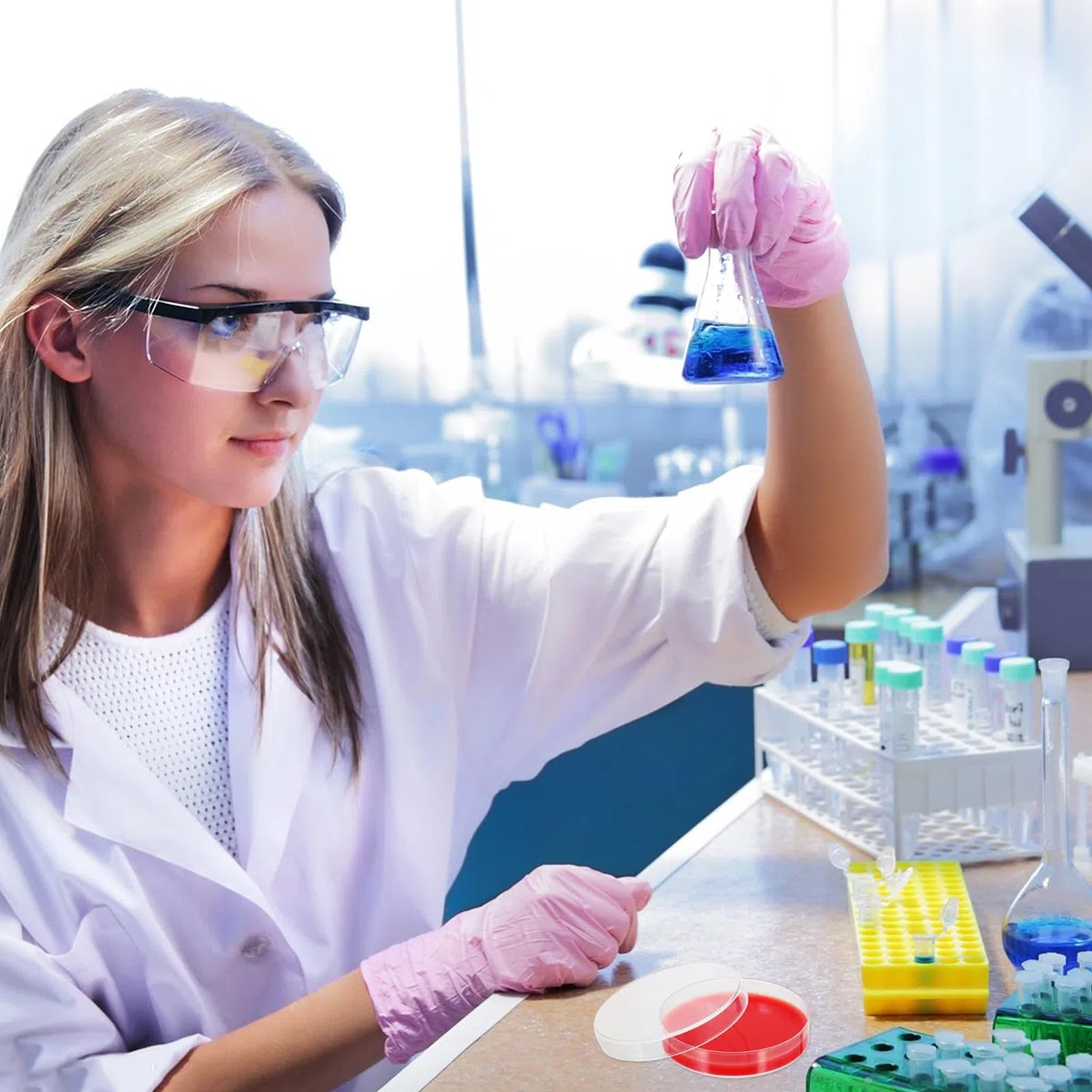 ULTECHNOVO de Cultivo Moldeado de Precisión para Laboratorio 10 Placas de Agar Rojo Material PE Ideales para Instituciones y Cultivo de Estafilococos