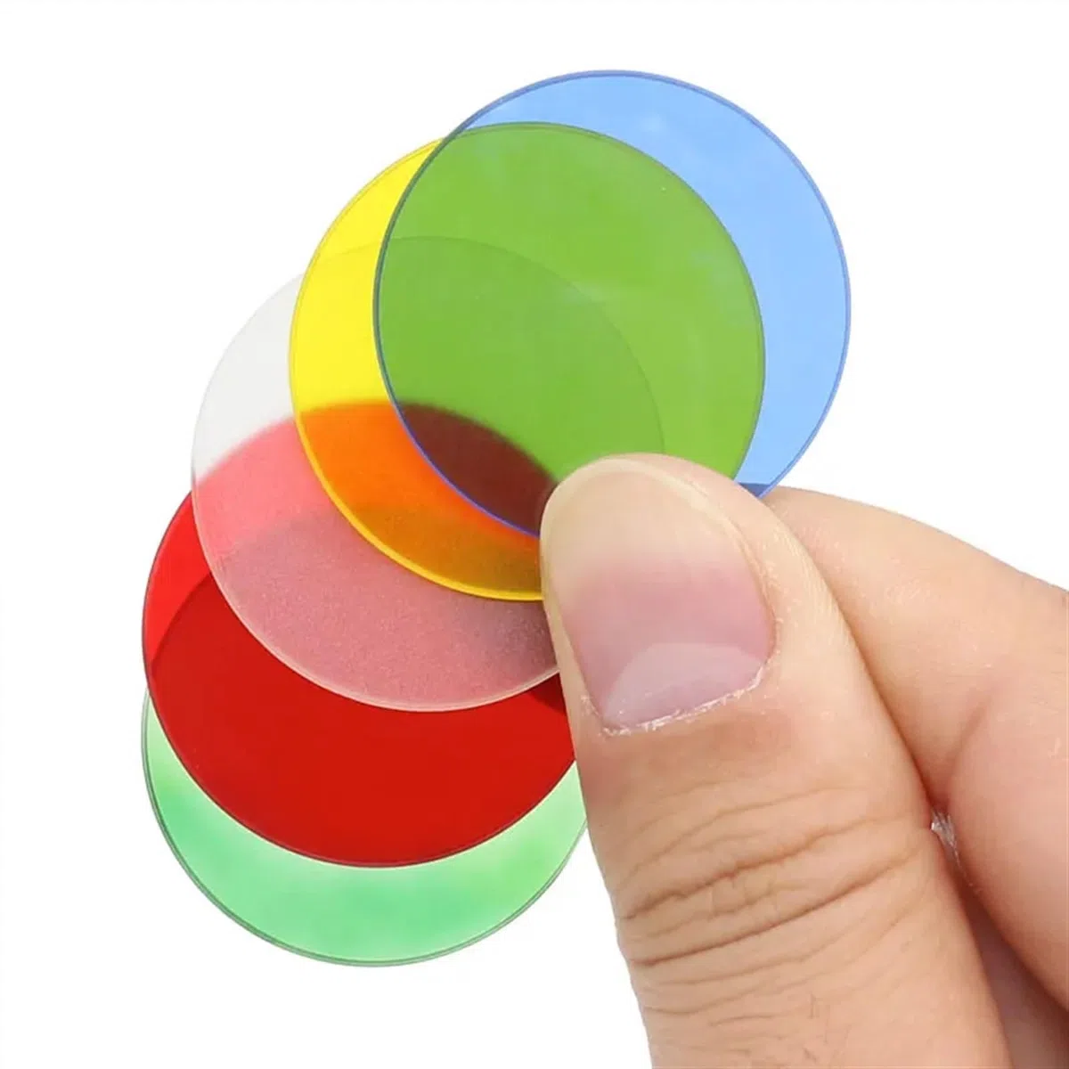 5 Piezas de filtros de microscopio 32 35 42 45mm de diámetro Accesorios de microscopio biológico Verde Azul Amarillo Blanco Rojo Vidrio óptico(Diameter 32mm)