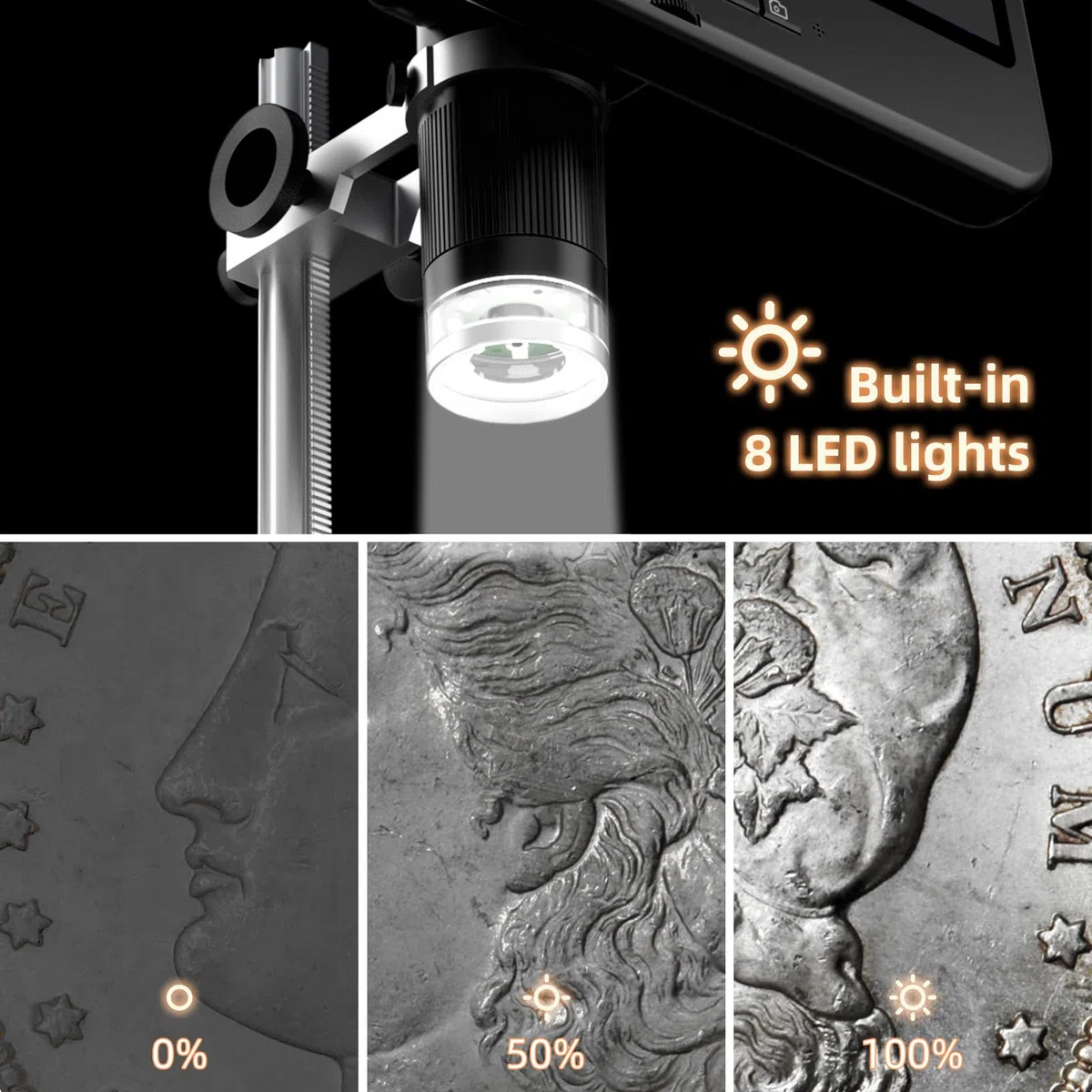 GLG208SE - Microscopio digital HDMI 4K 30FPS 1500X con micrófono para reparación electrónica, pantalla dual de 10.1 pulgadas, audio de video UHD 3840P para soldadura PCB, microscopio de monedas, vista