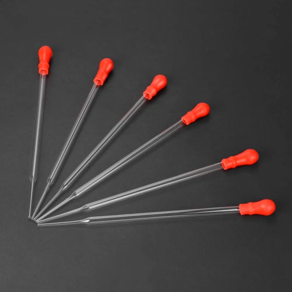 stonylab Pipetas de Goteo de Vidrio, Vidrio de Borosilicato Grueso, Pipetas de Transferencia de Líquido No Graduadas de 3 ml con Tapones de Goma Rojos, para Química de Laboratorio, Juego de 10
