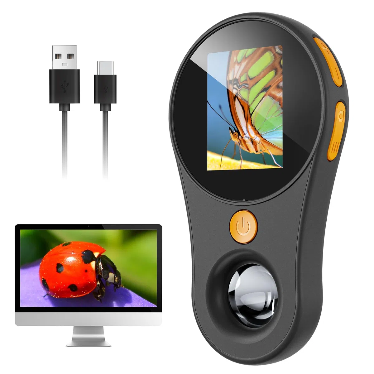 SGAINUL Cámaras de Microscopio Portátil IPS 500x de 2,0 Pulgadas para niños, Mini Microscopio con 8 Luces LED Ajustables, Recargable
