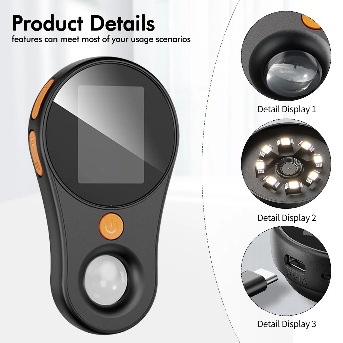 Microscopio digital recargable 500X: microscopio de mano con pantalla IPS de 2,0 pulgadas | Microscopio de bolsillo para niños/análisis de PC | 8 lupa LED para exteriores/interior detección