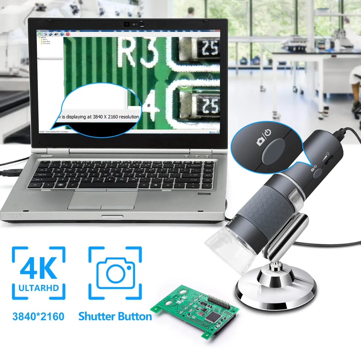 4K WiFi Microscopio para iPhone Android, 50 a 1000X Microscopio Digital USB Inalámbrico Super HD Endoscopio Cámara para Todos Los iPhone iPad Android Teléfonos Tablet Windows Mac Chrome Linux