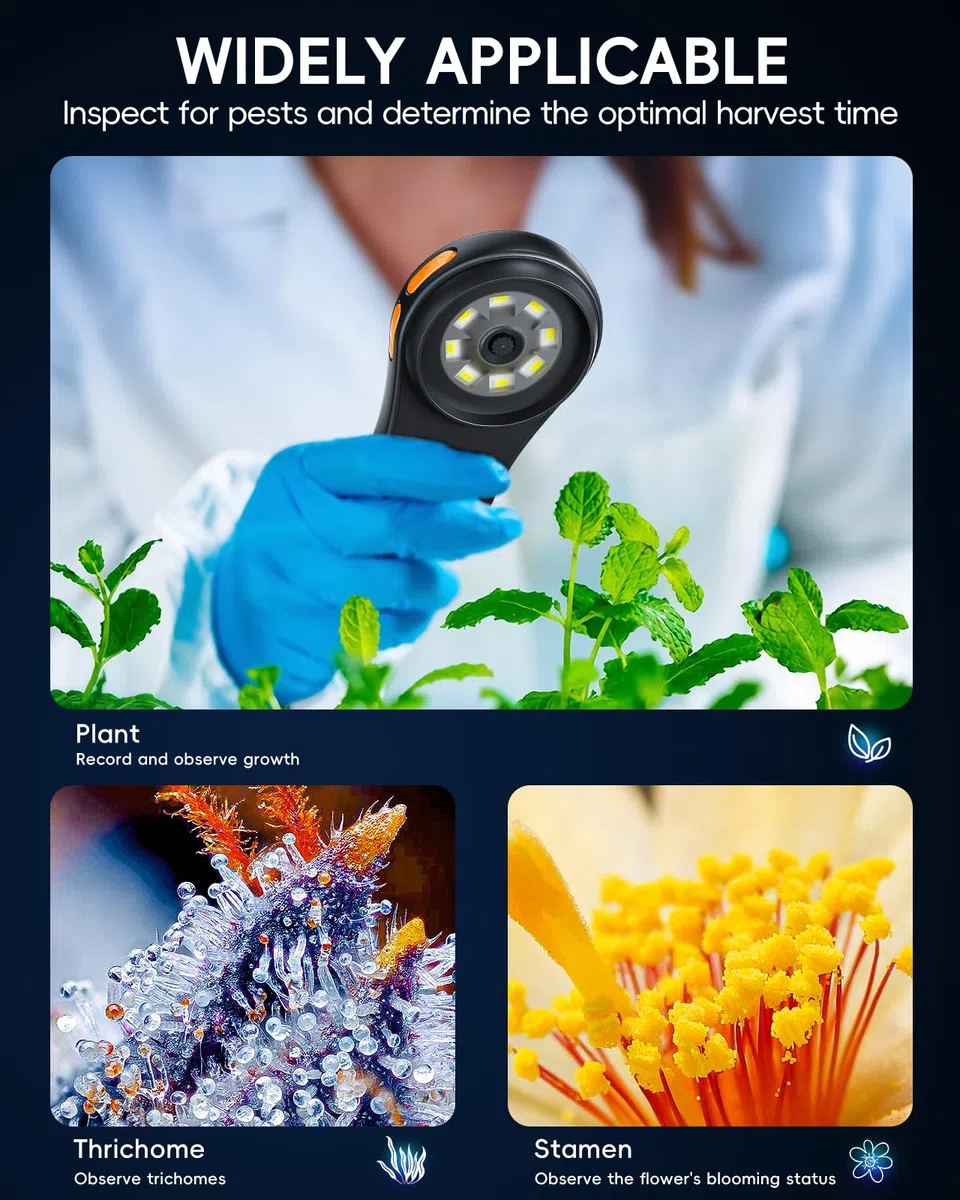 SGAINUL Cámaras de Microscopio Portátil IPS 500x de 2,0 Pulgadas para niños, Mini Microscopio con 8 Luces LED Ajustables, Recargable