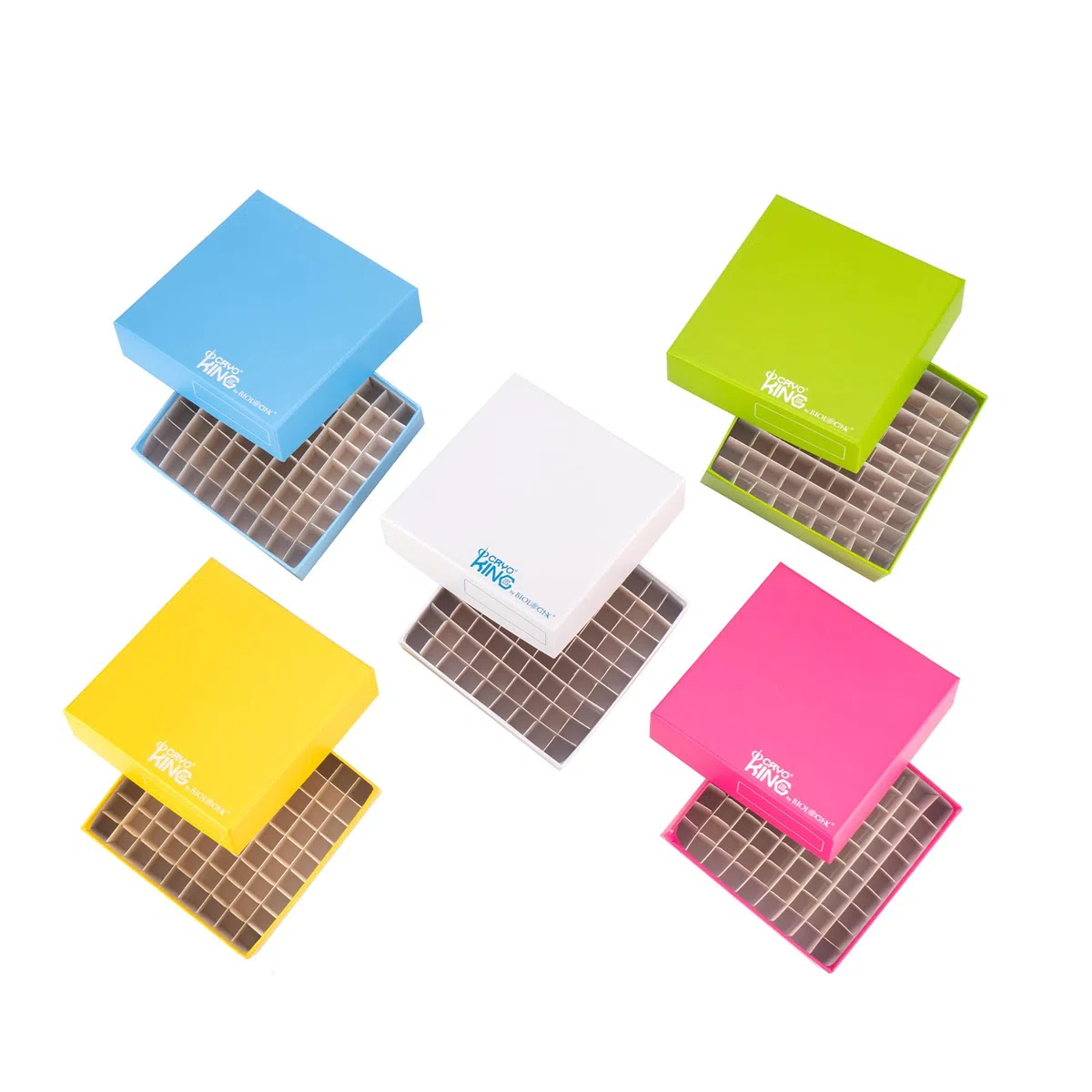 Juego de 5 cajas de cartón para microcentrifugadoras, para 1,5 – 2,0 mililitros de microtubos y criogatos, 81 plazas, con lámina