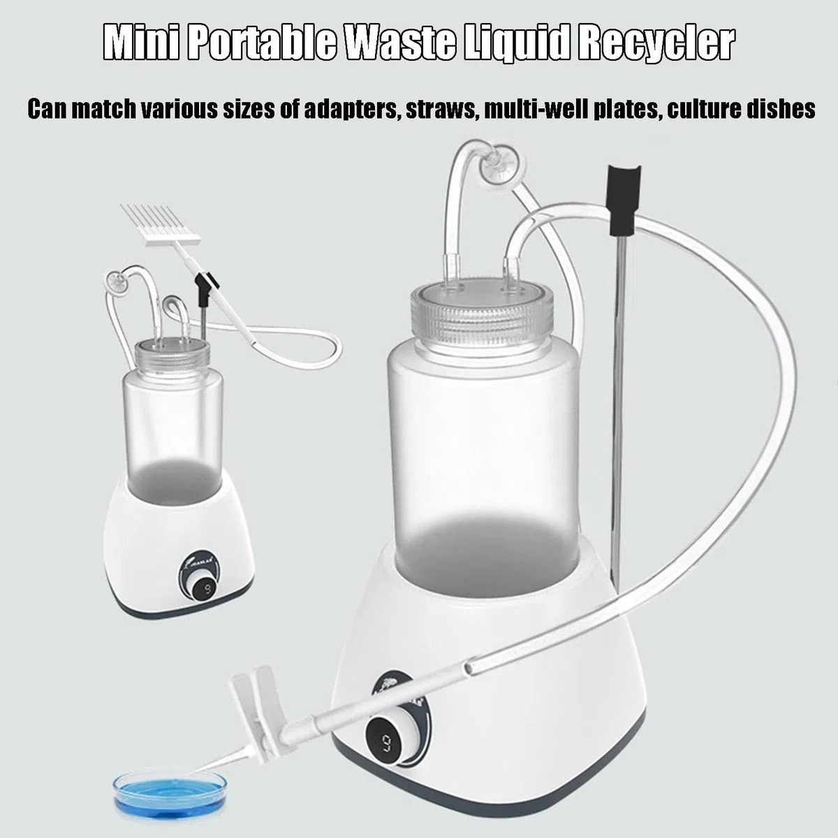 Pipeta de vacío pequeña de 1 litro, cabezal de aspiración de 8 canales, reciclador de líquidos ajustable de 9 velocidades para uso en laboratorio