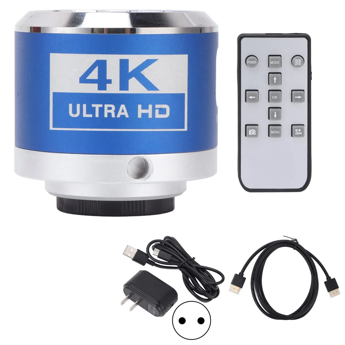 Cámara de Microscopio 4K UHD 30FPS, Cámara Industrial de Vídeo HDMI USB, Cámara Microscópica Digital Electrónica con Montura Z Y Función de Grabación de Video de la Tarjeta(Enchufe de la UE)