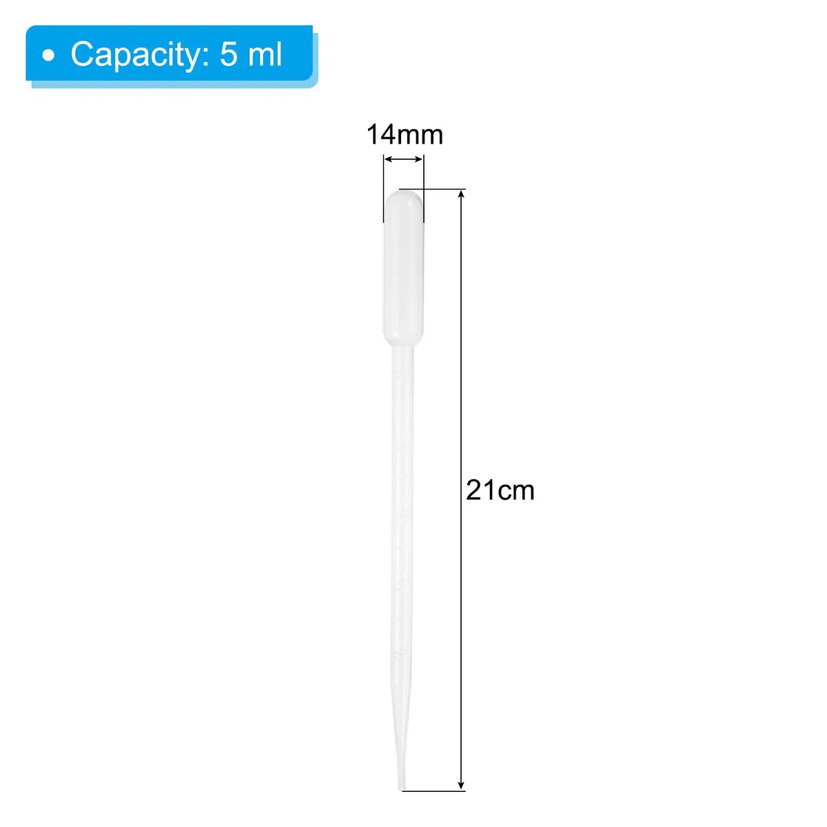 PATIKIL Pipetas 5 ml, 1000 Piezas Pipetas Plástico Pipetas Desechables Pipetas Transferencia Pipetas Plástico Calibradas Con Escala Para Científico Resina Manualidades Maquillaje Aceite