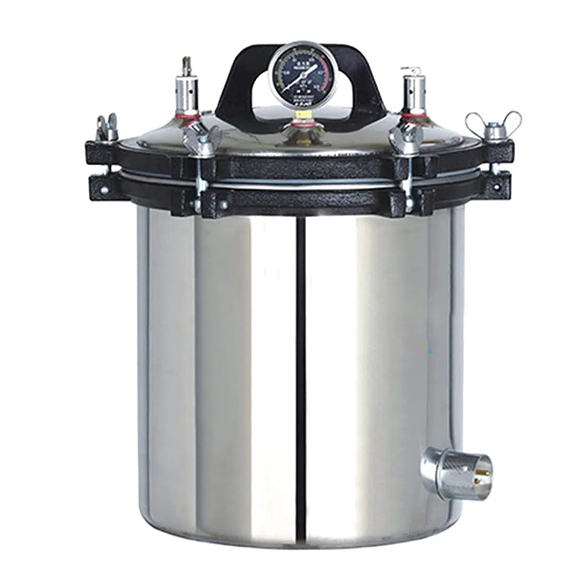 Máquina esterilizadora de autoclave de vapor a presión portátil de acero inoxidable portátil vertical para prevención de quemaduras en seco, equipo de autoclave de laboratorio de tres válvulas