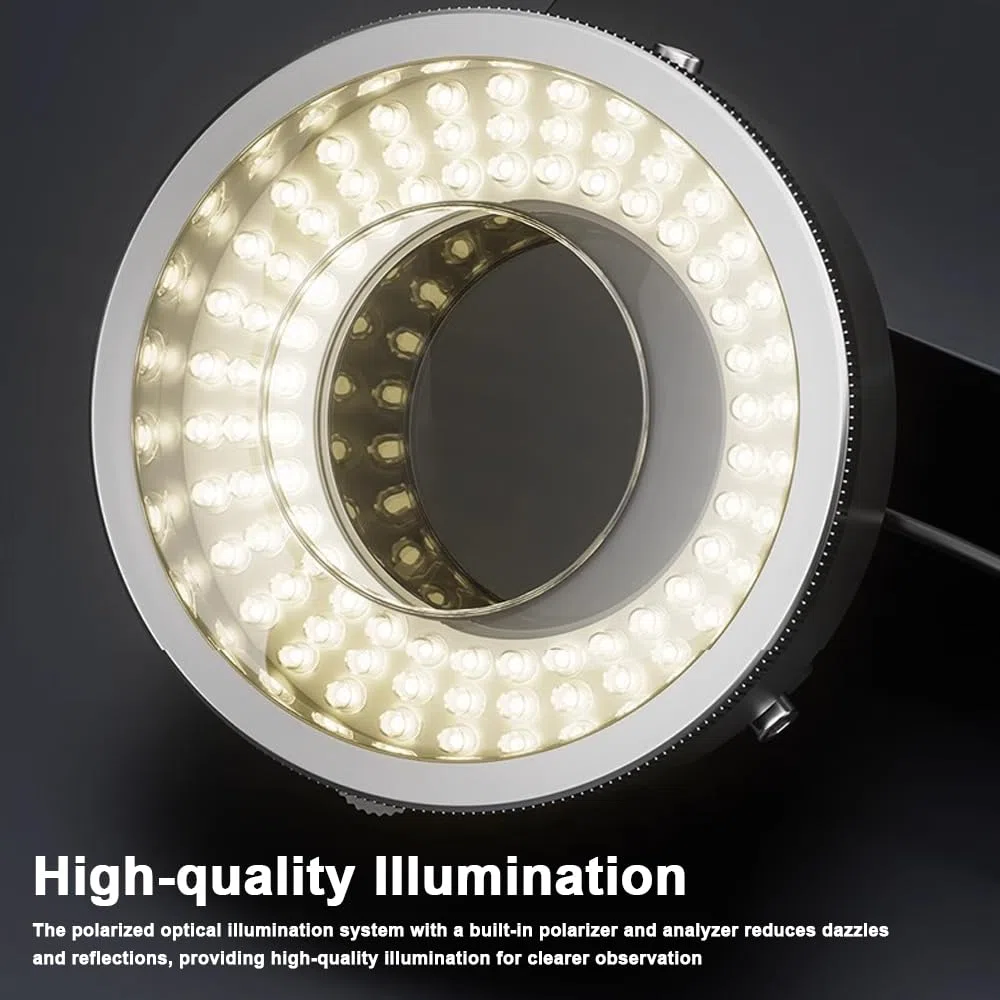 Anillo de luz LED polarizado para microscopio, 96 LED USB, anillo de microscopio, lámpara antirreflejos, fuente de luz para cámara digital industrial, teléfono, herramientas de reparación de