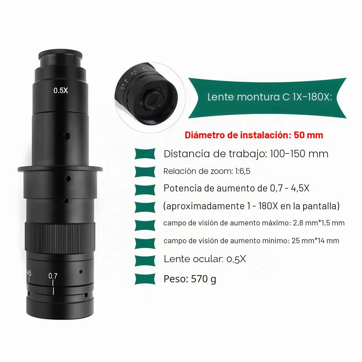 Microscopio de soldadura 4K UHD Microscopio digital electrónico IMX327 HDMI USB cámara de soldadura 130X 150X 180X Lente Zoom (4K 48MP IMX327 HDMI+150X Soporte Plegable A)