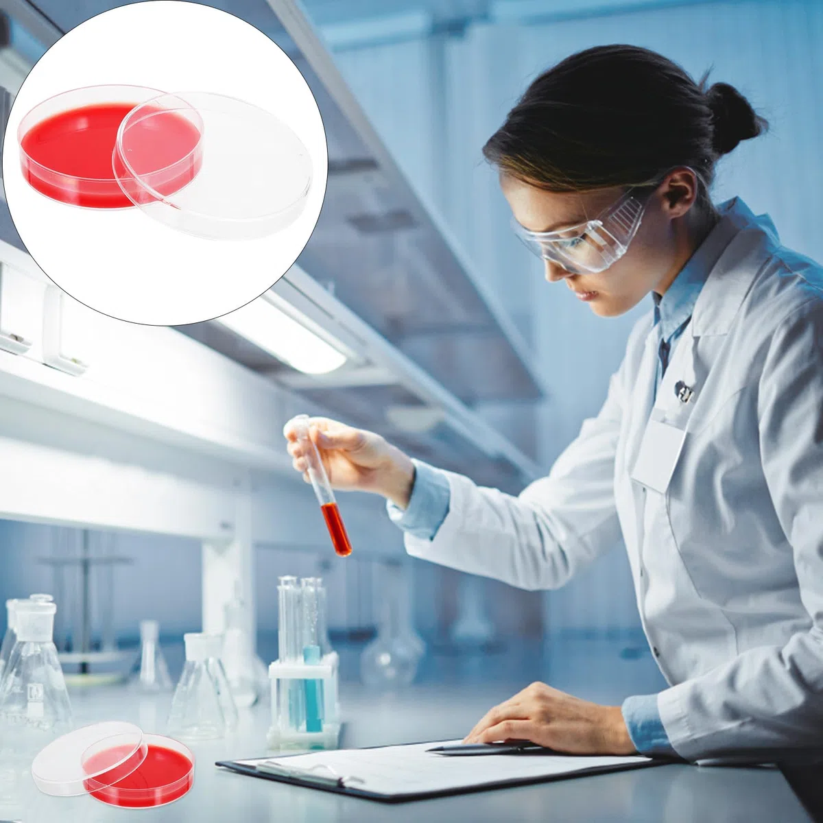 ULTECHNOVO de Cultivo Moldeado de Precisión para Laboratorio 10 Placas de Agar Rojo Material PE Ideales para Instituciones y Cultivo de Estafilococos