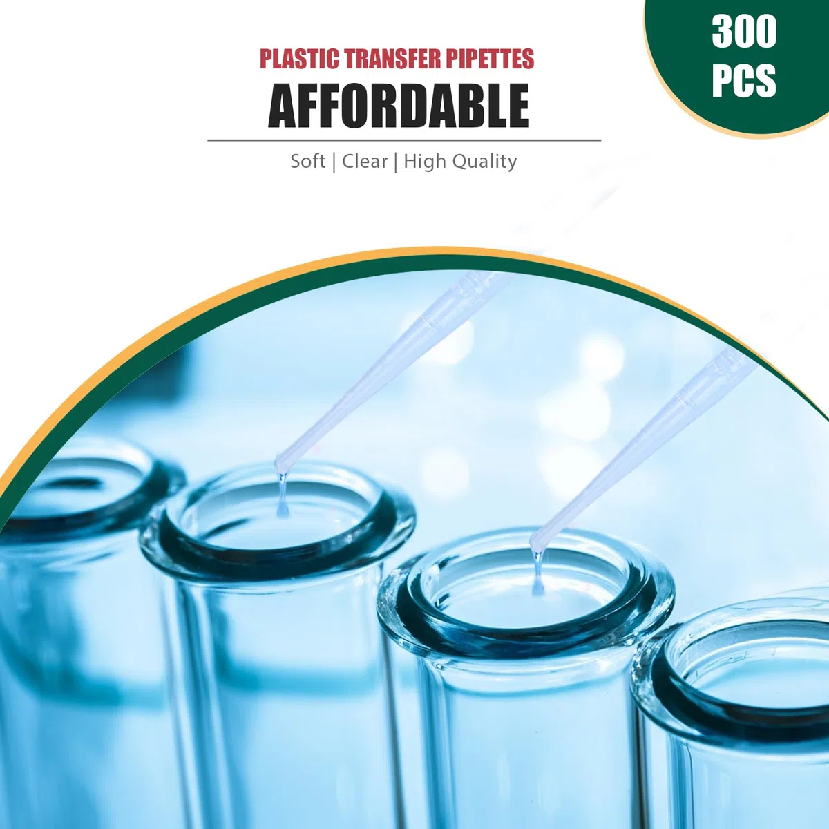 Pipeta de transferencia desechable de plástico moveland de 3 ml para aceites esenciales y laboratorios científicos (300)
