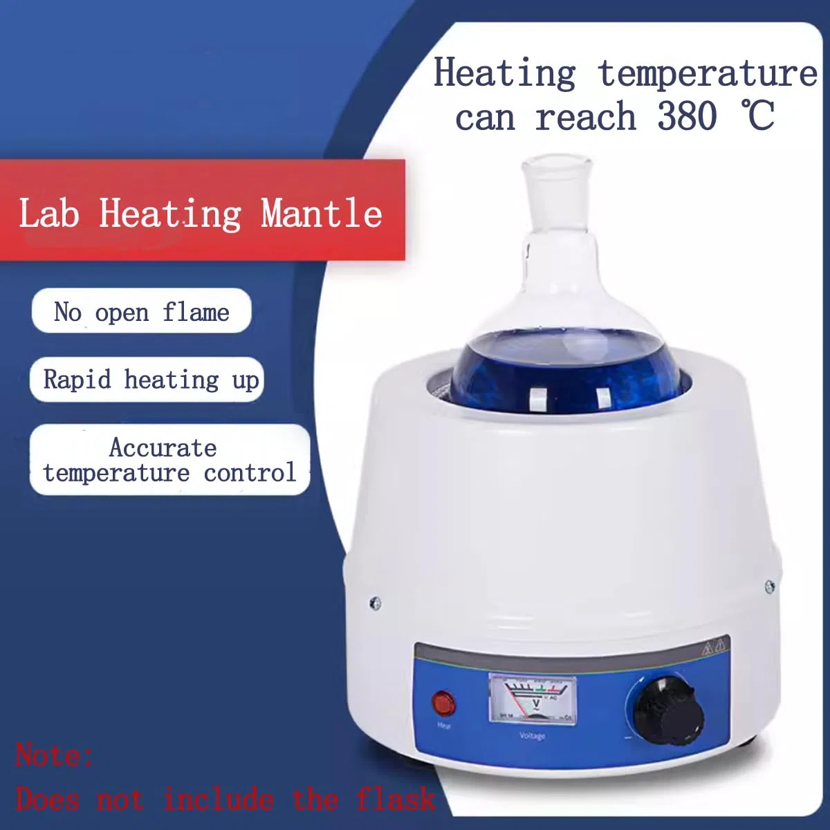 La temperatura de calentamiento de la manga de calefacción eléctrica del matraz de fondo redondo de la herramienta de laboratorio puede alcanzar 380 ℃. (100ml)