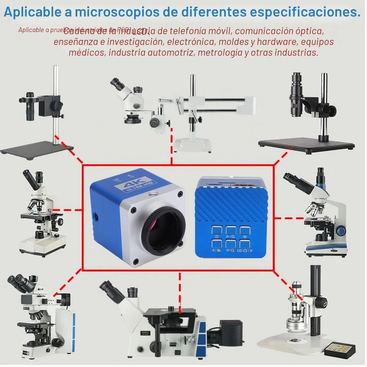 Cámara de Microscopio Digital, Cámara de Microscopio de Industria Electrónica 4K HD, con Sensor CMOS de 8.3MP 1/1.8 Pulgadas, Zoom Digital 4X, Interfaz de Pantalla HD, Salida USB