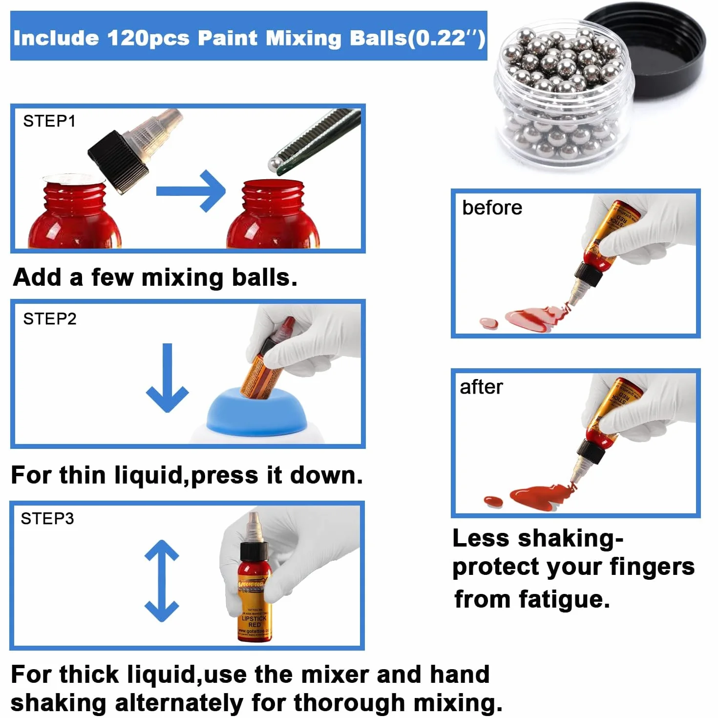 ONiLAB Mini mezclador de vórtice con función táctil, mezcla de laboratorio, esmalte de uñas, adhesivos de pestañas y pinturas acrílicas, vórtice de laboratorio para tubos, incluye 120 bolas de mezcla